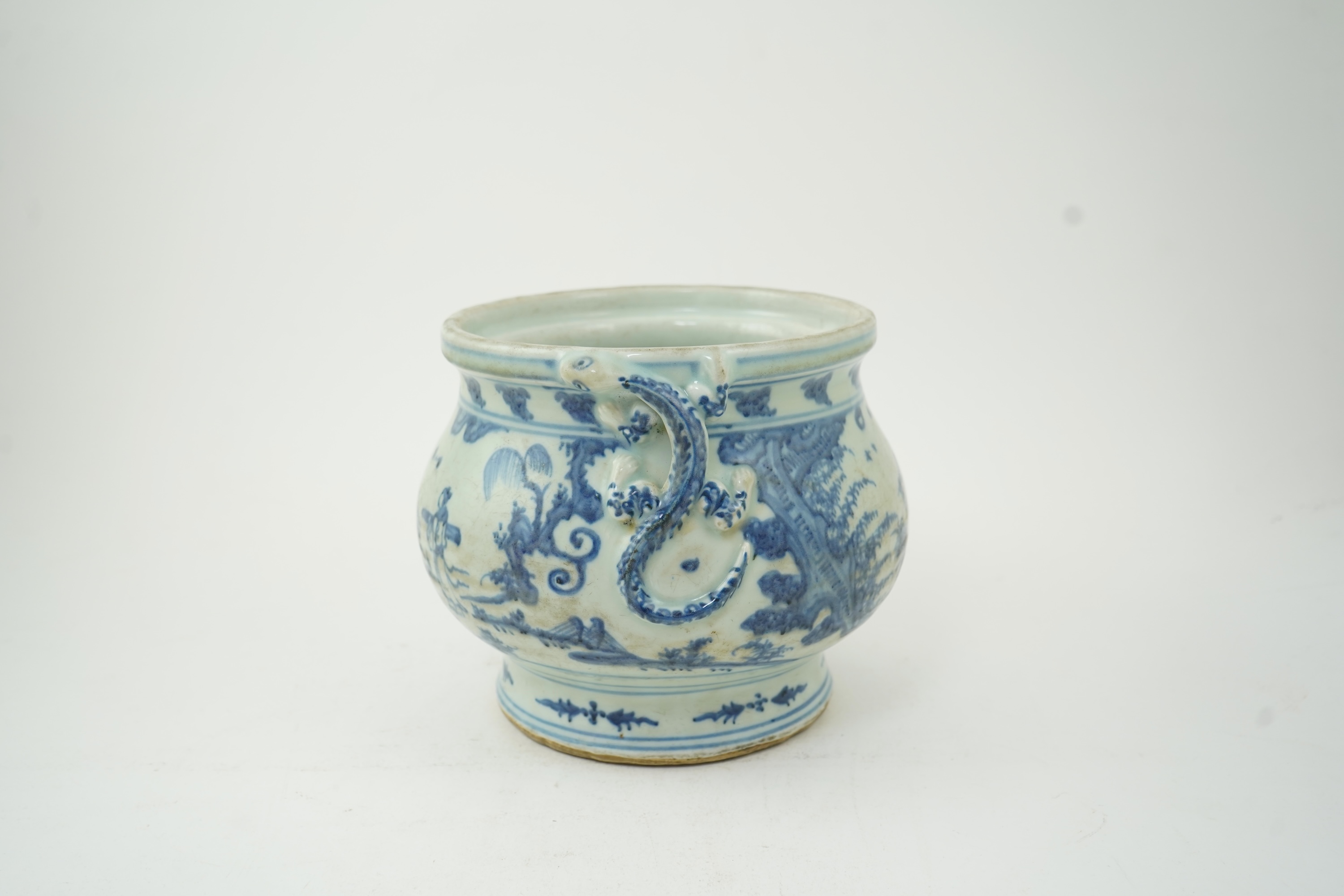 A Chinese blue and white bulbous jar, Ming-style, top 22cm diameter